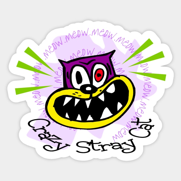 Crazy Stray Cat Sticker by VersatileCreations2019